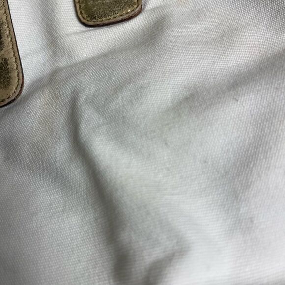 Vintage Kate spade beige canvas and faded gold trims shoulder bag. - Picture 7 of 12